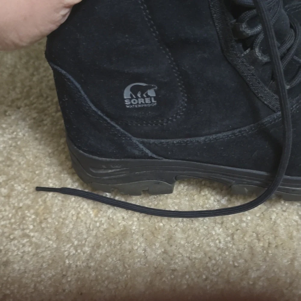 Sorel Black Suede Winter Lace-Up Boots